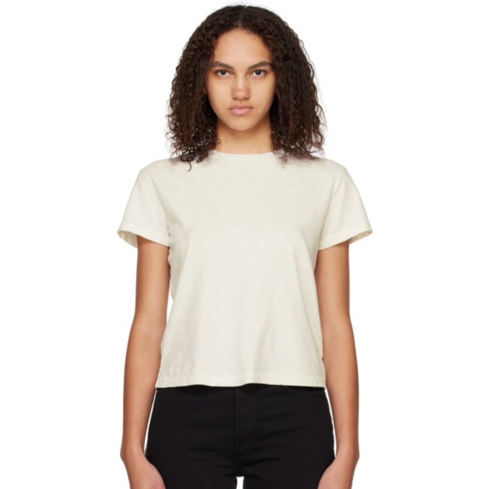 RE DONE X Hanes Crew neck off white tee